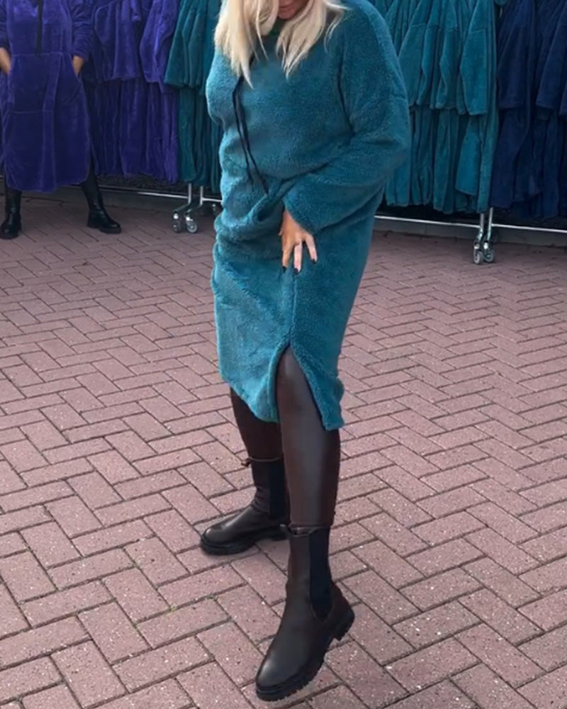 Modefest- Effen gekleurde jurk met koord