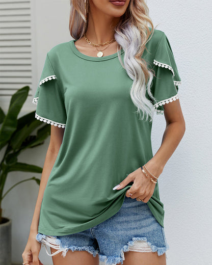 Modefest- Rundhals-T-Shirt mit kurzen Ärmeln Grün