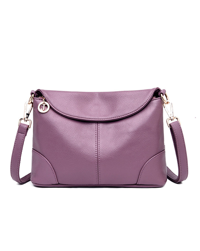Modefest- Schlichte quadratische Tasche aus weichem Leder Violett