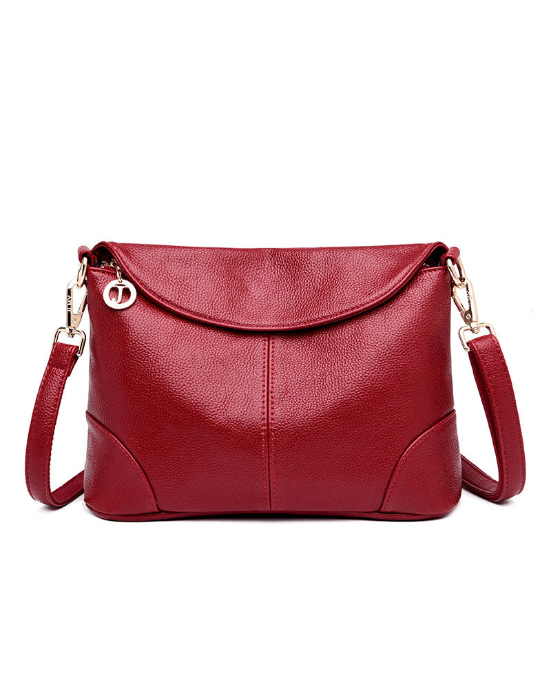 Modefest- Schlichte quadratische Tasche aus weichem Leder Rot