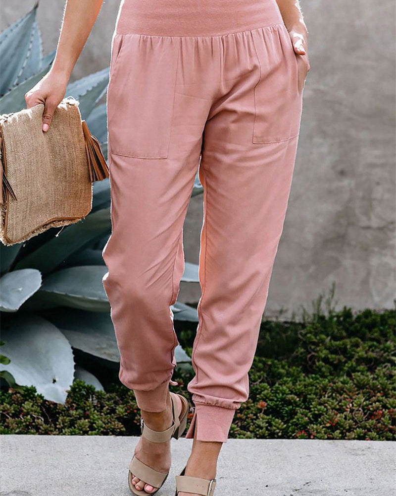 Modefest- Modische Hose mit elastischem Bund Rosa