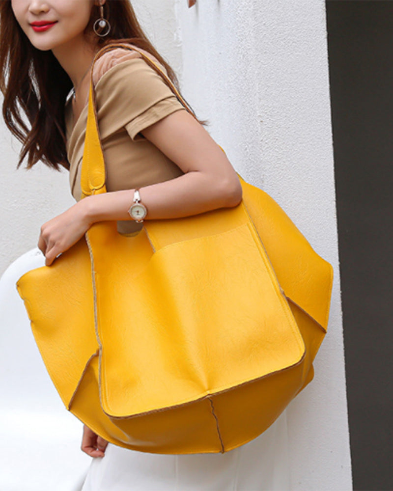 Modefest- Lederhandtaschen mit großem Fassungsvermögen für Damen Gelb