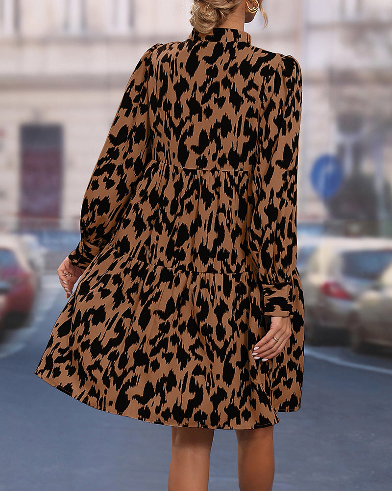 Modefest- Langärmliges kleid mit leopardenmuster