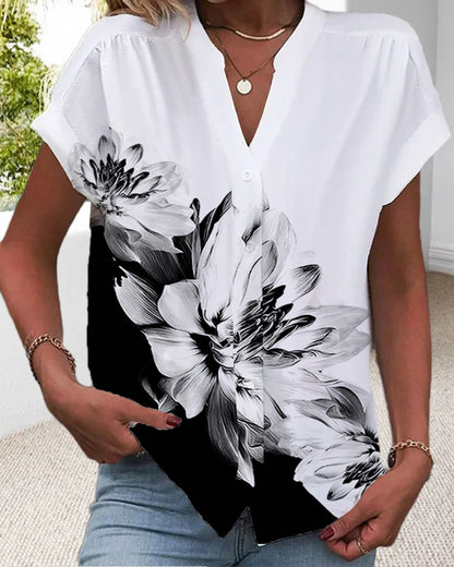 Modefest- Bluse mit Blumen und Drucke mit lässigen Stil