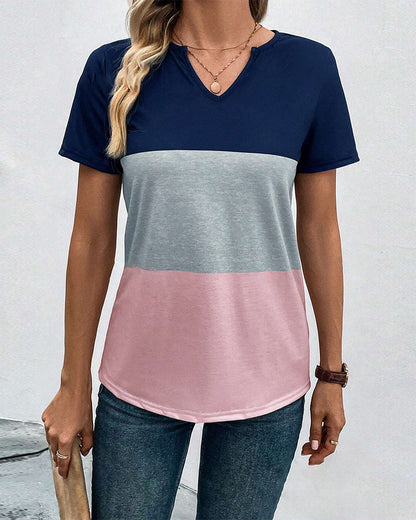 Modefest- Einfaches, kurzärmliges t-shirt mit farbblockdesign