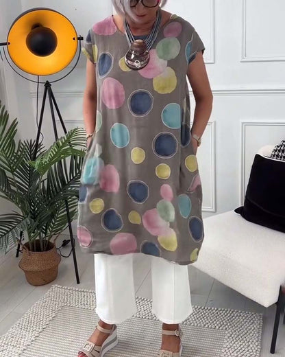 Modefest- Bunte bluse mit tupfenmuster