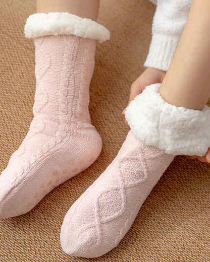 Modefest- Verdickte Bodensocken aus Plüsch zu Hause Rosa Prisma