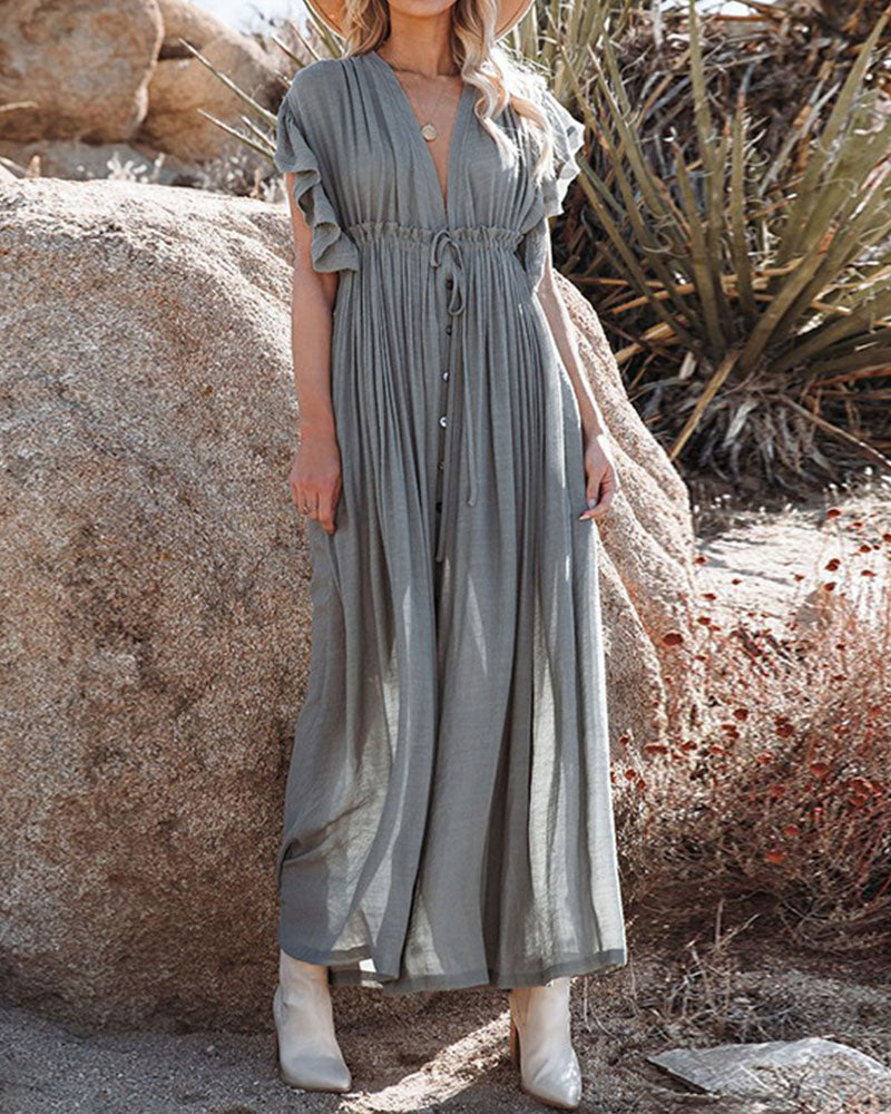 Modefest- Cover-Up-Kleid in Volltonfarbe Grau Einheitsgröße