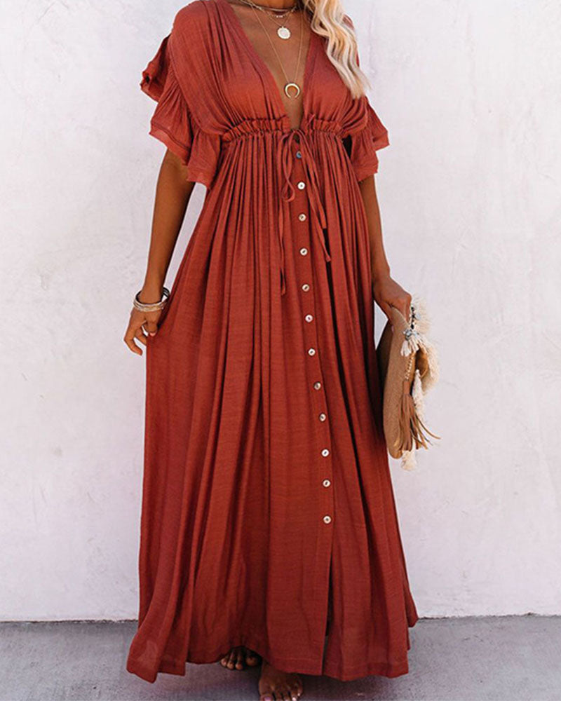 Modefest- Cover-Up-Kleid in Volltonfarbe Rot Einheitsgröße