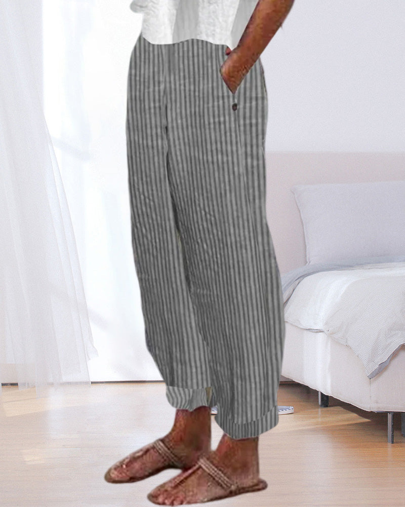 Modefest- Hose mit Streifendruck aus Baumwolle und Leinen