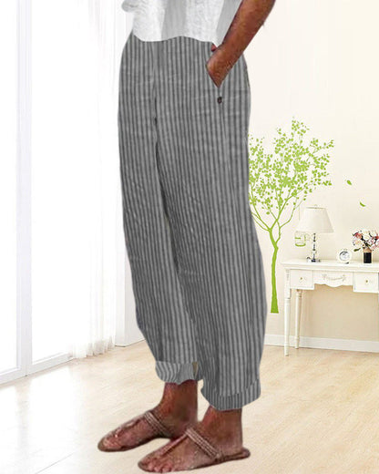 Modefest- Hose mit Streifendruck aus Baumwolle und Leinen