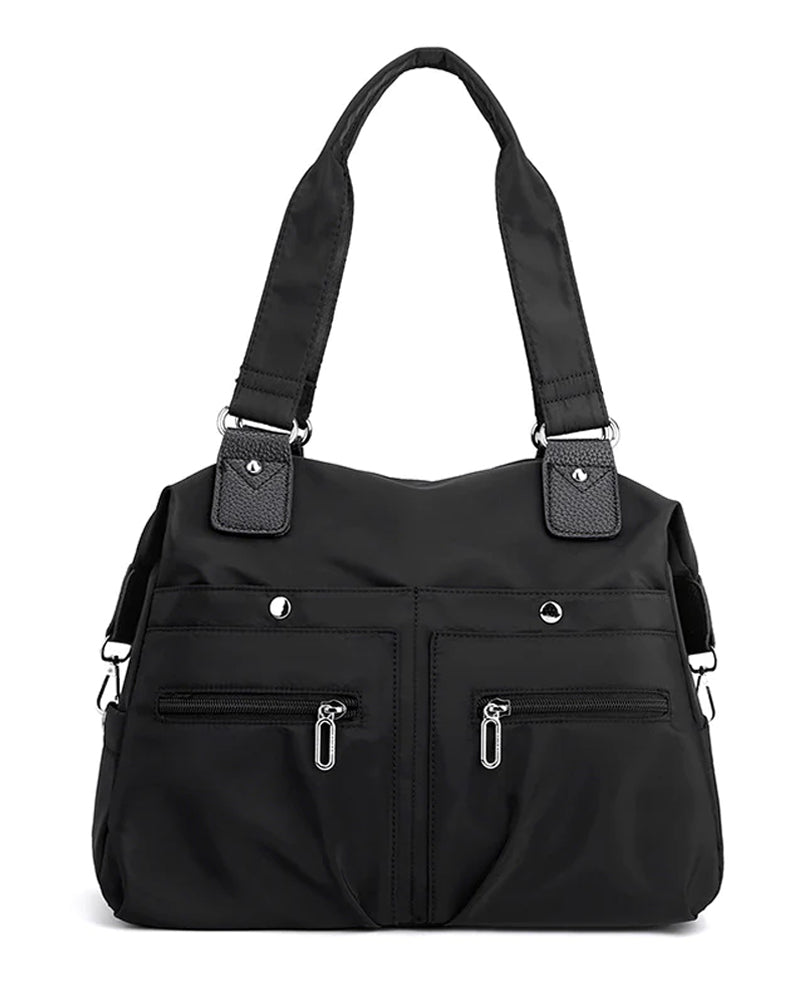 Modefest- Wasserdichte Einfache Nylon-Handtasche schwarz