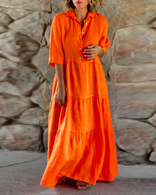 Modefest- Einfarbiges auffälliges Maxikleid Orange