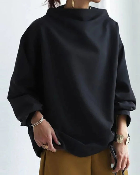 Modefest- Bluse mit lockerer Passform und langen Ärmeln Schwarz