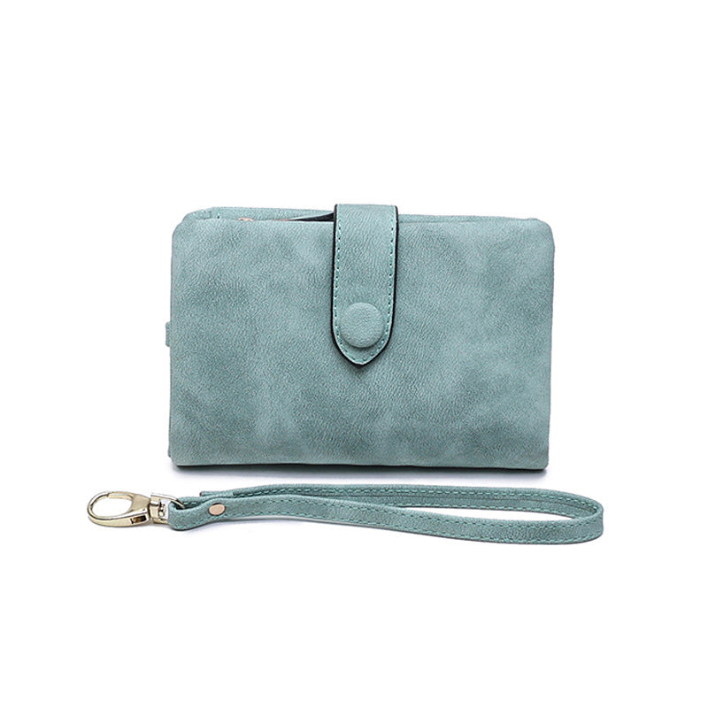 Modefest- Kleine dreifach faltbare Lederbrieftasche für Damen hellgrün