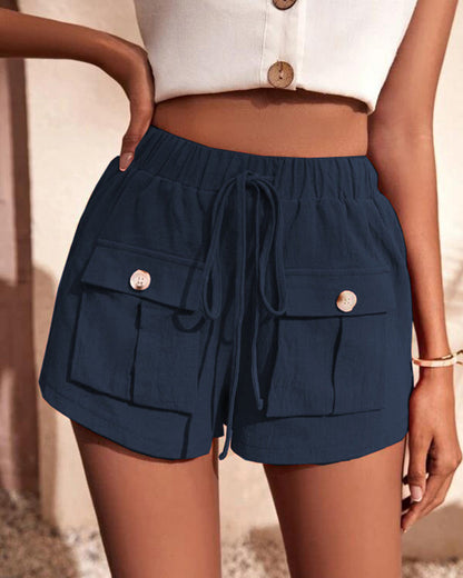Modefest- Mittelhohe Shorts mit Kordelzug und Tasche Marineblau