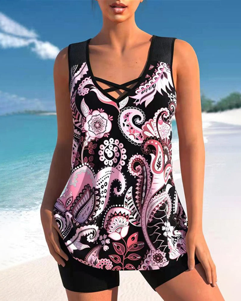 Modefest- Tankinis mit V-Ausschnitt und Paisley-Print Rosa