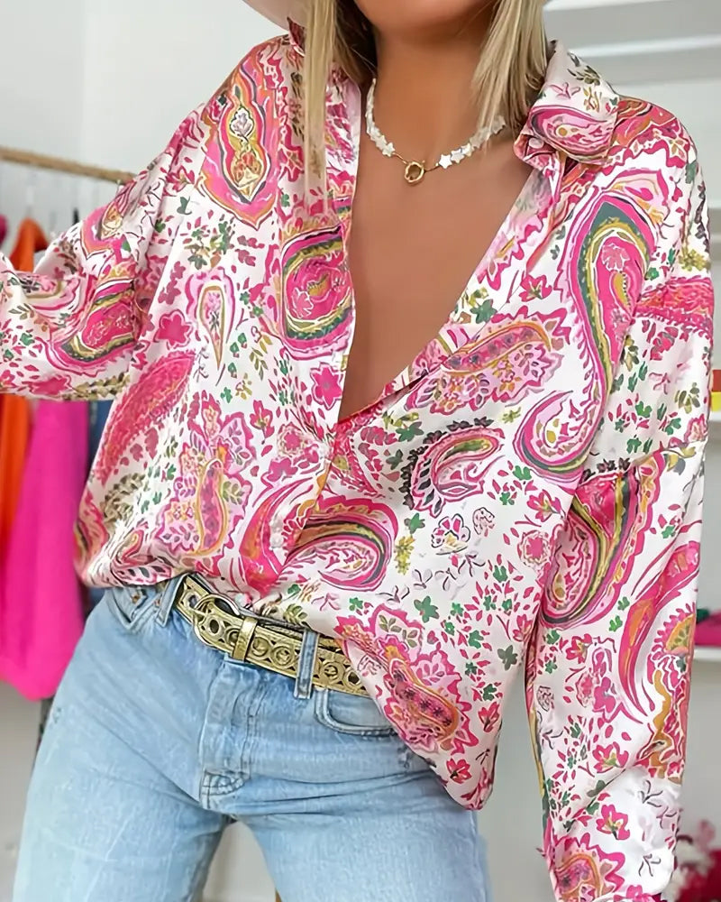 Paisley print long sleeve blouse