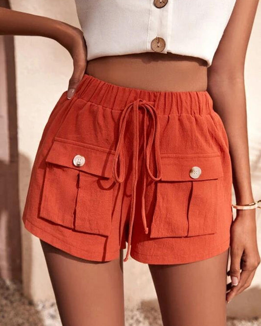 Modefest- Mittelhohe Shorts mit Kordelzug und Tasche Orange
