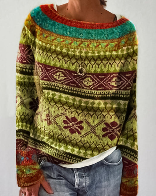 Modefest- Pullover mit Rundhalsausschnitt und Farbblockdesign Mehrfarbig