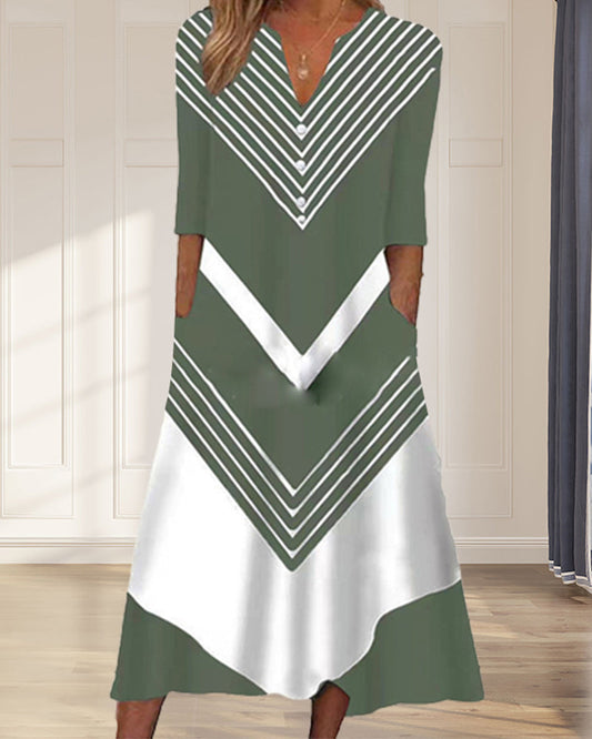 Modefest- Pulloverkleid mit Farbenfrohem Druck Grün