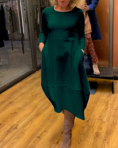 Modefest- Elegantes einfarbiges Kleid Grün
