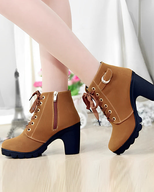Lace up Martin boots with a chunky heel