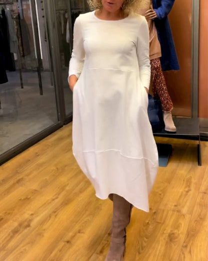 Modefest- Elegantes einfarbiges Kleid Weiß
