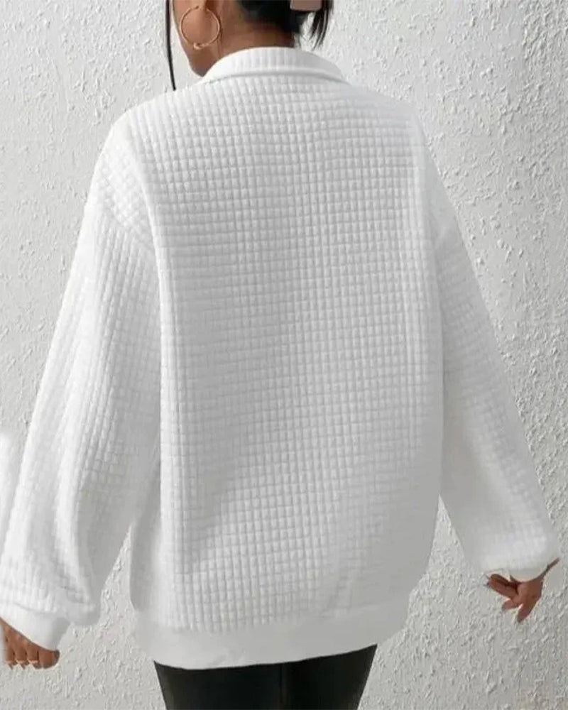 Modefest- Waffel-Sweatshirt mit Reißverschluss