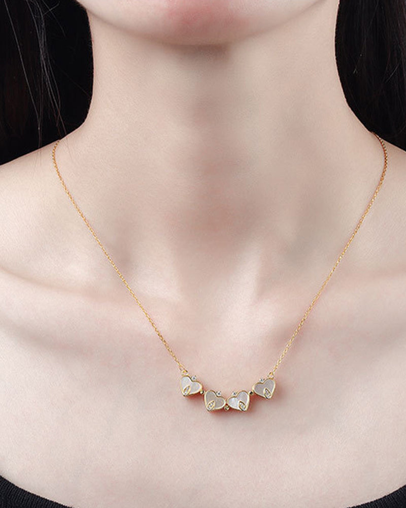 Modefest- Herzförmige vierblättrige Kleeblatt-Halskette