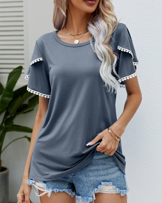 Modefest- Rundhals-T-Shirt mit kurzen Ärmeln Grau
