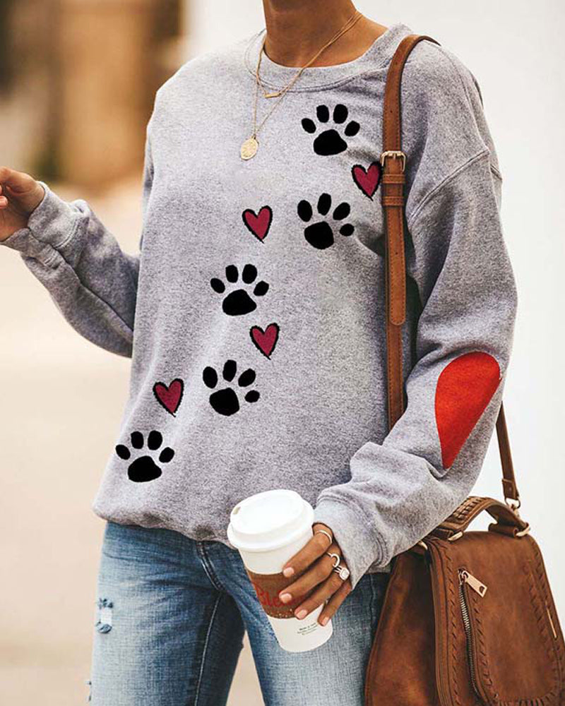 Modefest- Rundhals-sweatshirt mit hundepfoten-print Grau