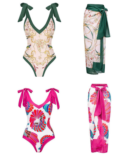 Modefest- Einteiliger, schlanker Badeanzug mit Retro-Print