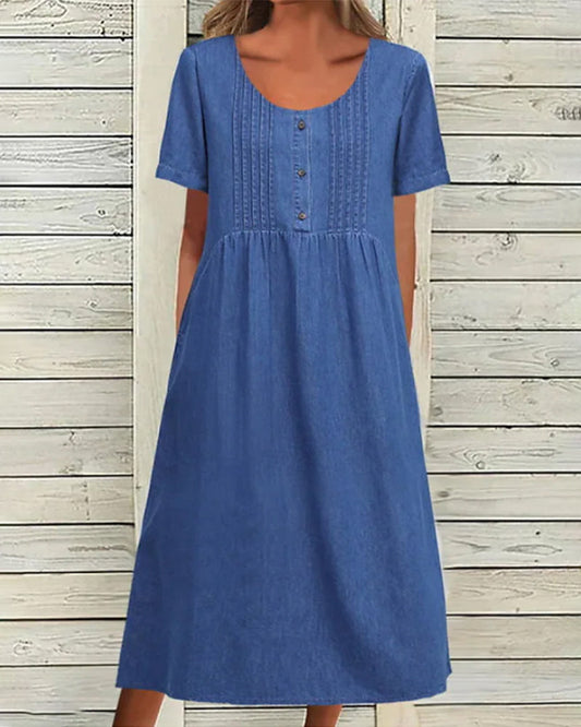 Modefest- Jeanskleid mit kurzen Ärmeln Blau