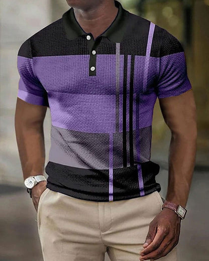 Modefest- Herren-Poloshirt mit Farbblockdruck Violett