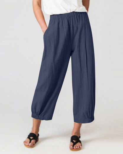 Modefest- Hose mit Seitennahttasche mit mittlerer Leibhöhe Marineblau