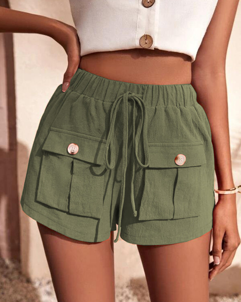 Modefest- Mittelhohe Shorts mit Kordelzug und Tasche Armee grün