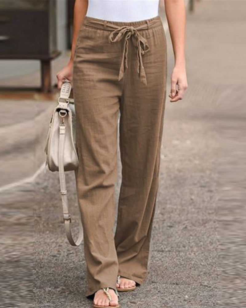 Modefest- Hose mit geradem Bein und elastischem Bund Khaki