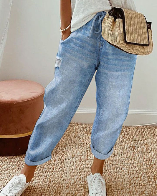 Modefest- Lässige Jeans mit Tasche Blau