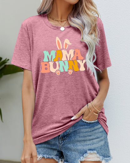 Modefest- Rundhals-T-Shirt mit Kaninchen-Print Rosa