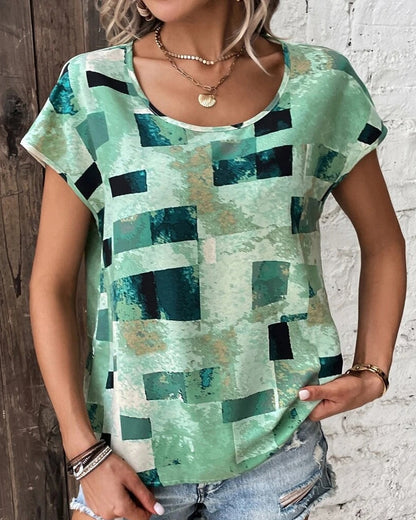 Modefest- T-Shirt mit geometrischem Aufdruck und Rundhalsausschnitt