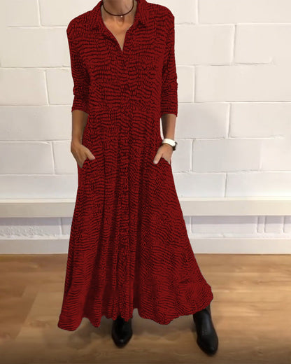 Modefest- Bedrucktes Kleid mit Reverstaschen Rot