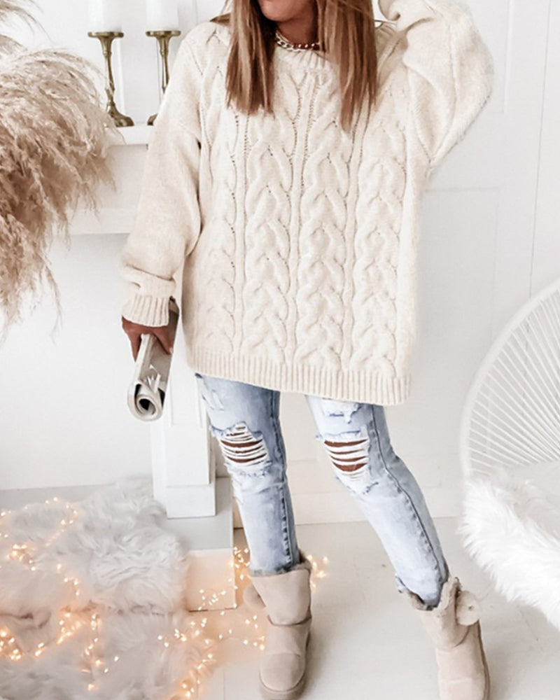 Modefest- Pullover einfarbig vielseitig und modisch Weiß