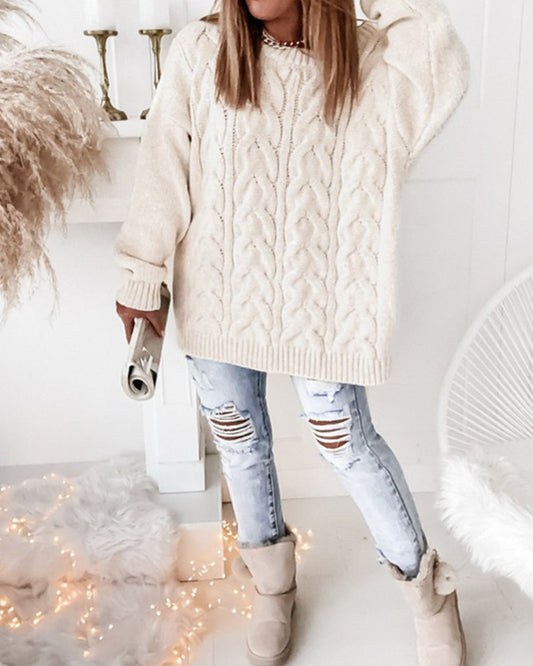 Modefest- Pullover einfarbig vielseitig und modisch Weiß