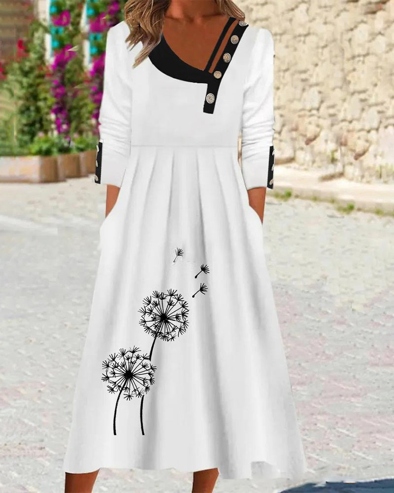 Modefest- Kleid mit diagonalem ausschnitt und langen ärmeln
