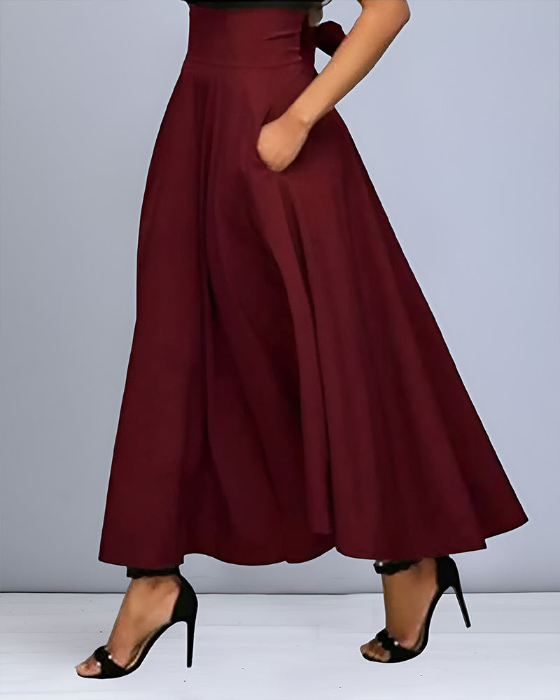 Modefest- Röcke Einfarbig Gürtel Schleife Rot