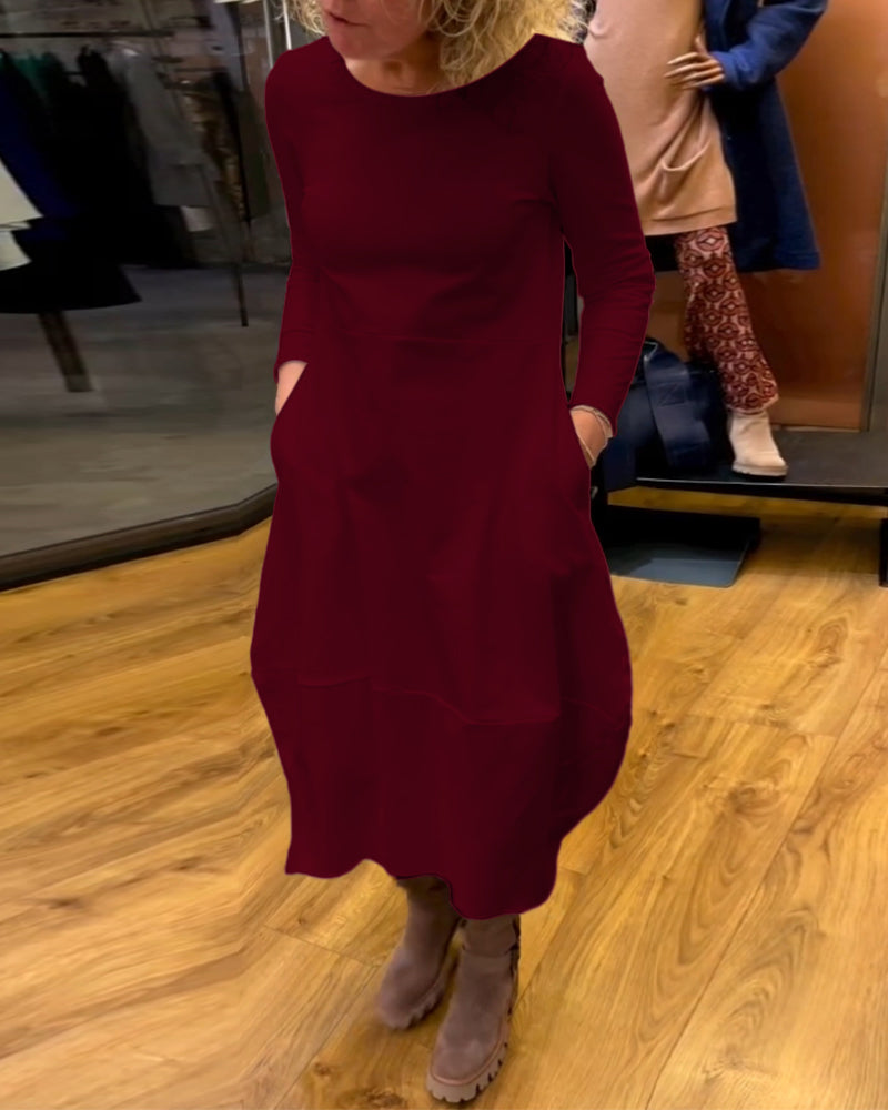 Modefest- Elegantes einfarbiges Kleid Weinrot