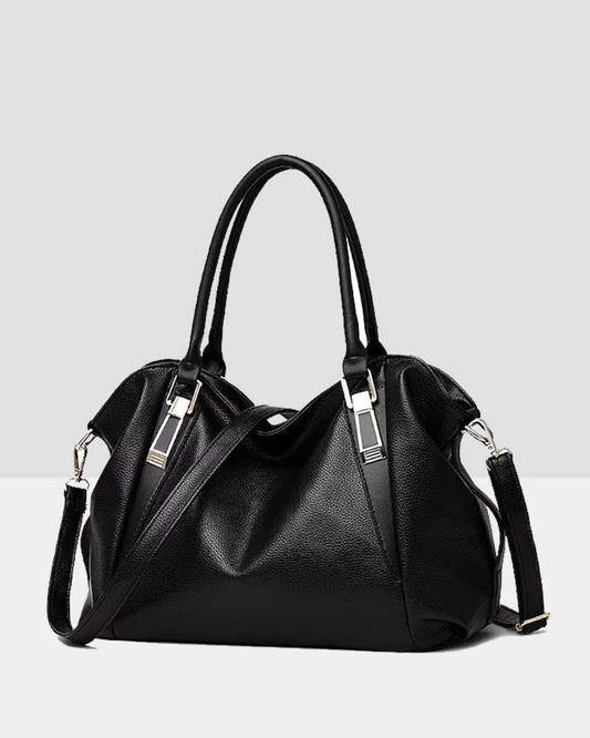 Modefest- Damen-Handtasche aus weichem Leder mit großer Kapazität Schwarz