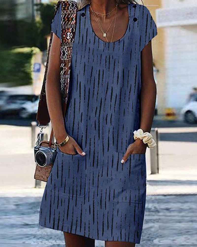 Modefest- Sommerkleid mit Taschen Blau