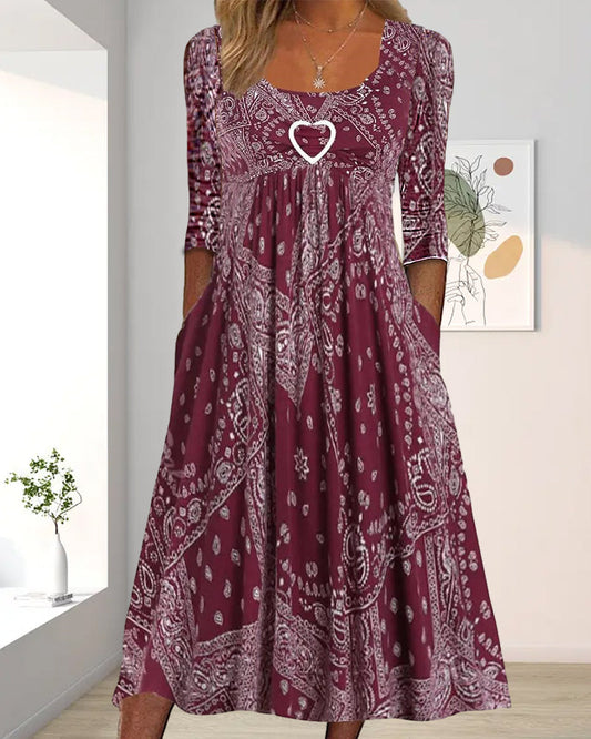 Modefest- Ärmelloses Kleid mit Aufdruck Weinrot